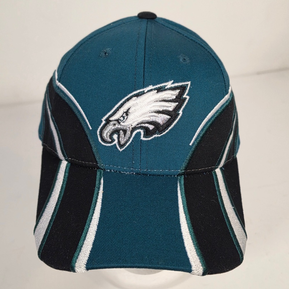 Philadelphia Eagles NFL Hat Mens Adjustable Midnight Green Black White Vtg 00s